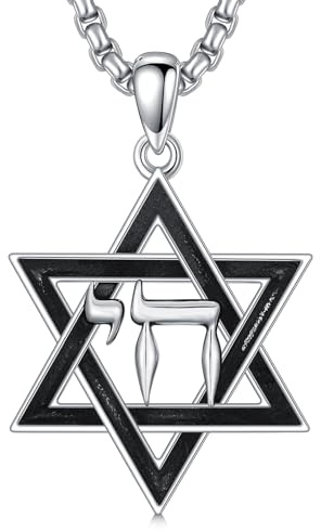ROMANTICWORK Davidsstjärna kedja 925 sterlingsilver judenstjärna berlock halskedja mage david berlock Yhvh Yhwh Jehovah Yahweh hebreiskt halsband judiskt Israel smycke presenter för män kvinnor, Klein