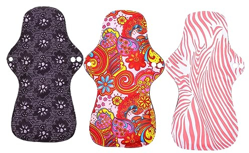 LRXIYODE Wiederverwendbare Damenbinden Groß Aus Bambusfasern Saugfähig Mit Druckknopf Auslaufsichere Stoffbinden Für Menstruation Und Leichte Inkontinenz Umweltfreundliche Periodenunterlage