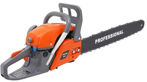 Gas Chainsaw, 2.8kw 60cc 22Inch Handhold Powered Chainsaw Cordless Petrol Wood Hand-Pull Start Cutting Tool Reduce Noise with Fuel Tank for Outdoor Wood Cutting Forest Home Garden Ranch Farm Use