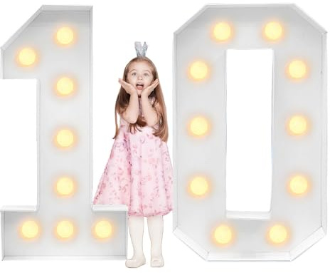 Dotauge 3FT Marquee Numbers 10-90 Large 30 Light Up Number Happy 20 Th Birthday Decorations for Women Men 30th Anniversary Party Decor(Number 10,70cm)