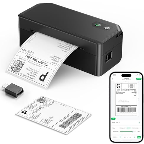 SVANTTO Bluetooth Thermal Label Printer 4x6, Shipping Label Printer for Royal Mail, DPD, Etsy, Shopify, Compatible with iOS, Android, macOS, Windows, Inkless, Y42BT