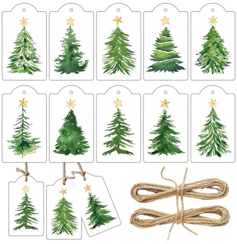 Lpitoy 60 Stück Weihnachts-geschenkanhänger Aus Papier, Weihnachtsbaumanhänger Seil, „Frohe Weihnachten“, Hängende Etiketten, Geschenkanhänger Für Weihnachten, Winter, Party, Gastgeschenk