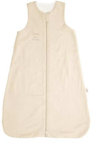 PERLETTI Baby Schlafsack 1.0 TOG aus Bio-Baumwolle mit Reißverschluss - Sommerschlafsack für Neugeborene Ärmellos Sommer Früling Herbst für Kleinkind Mädchen Jungen (Beige, 0-6 Monate)