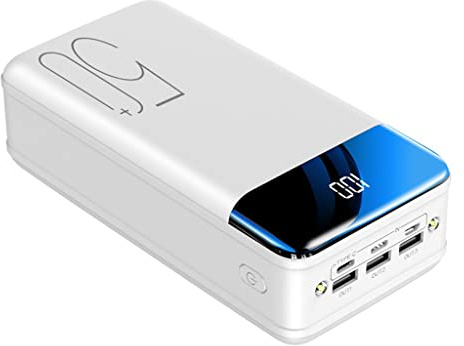 Schermo a specchio display digitale 50000 mAh Power Bank di grande capacità creativo (colore: bianco, dimensioni: 50000 mAh)