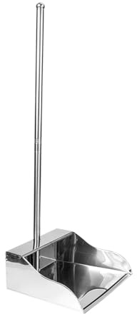 BAZEITFLOW Pelle à Poussière Inox avec Long Manche Ergonomique Pelle Ramasse-poussière Robuste sans Courbure Balayette Ménage pour Collecte Facile des Déchets