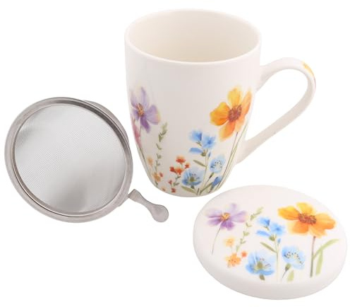 sarcia.eu Juego de té: Taza de porcelana con infusor y tapa para hierbas - envasado en caja de regalo 340 ml (G)