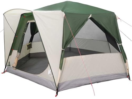 vidaXL Kabeltält 5-personer med tak Grön och Vit 333 x 317 x 194 cm,
