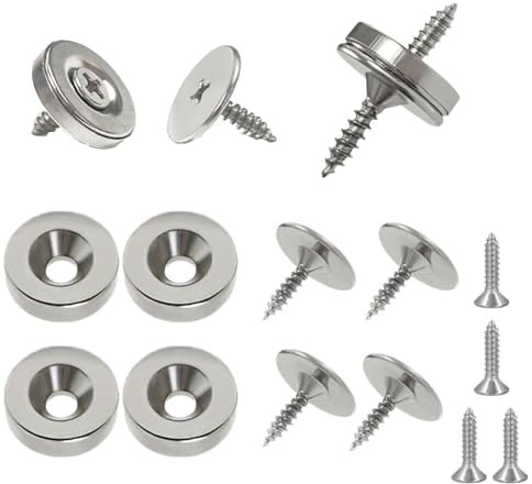 4 Pack Magnetic Door Catch, Concealed Cupboard Door Holder Thin Metal Furniture Closure Magnets for Cabinet Closet Wardrobe Drawer (Silver)