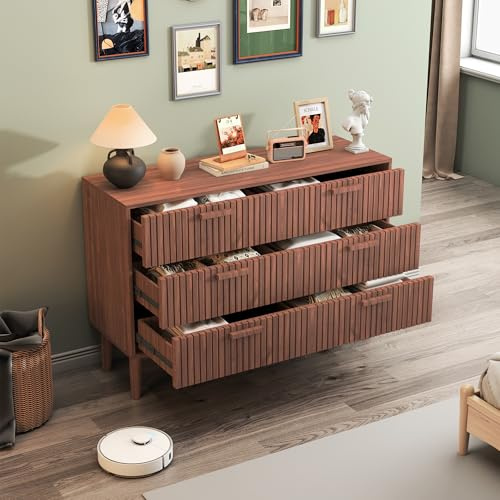 CDQL Commode, buffet, armoire de salle de bain, armoire de rangement avec 6 tiroirs, pour couloir, chambre et salon, 100 x 34 x 73 cm, couleur noyer