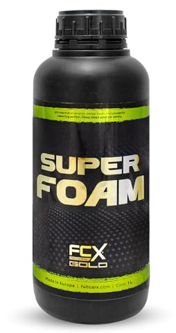FCX GOLD Super Foam 1L Champú Snow Foam Lavado Coche Ultraconcentrado, Limpieza con Espuma Activa Deslizante pH Neutro, Encapsula Suciedad Eficaz y Seguro, Jabón Coches, Producto Detailing Profesional