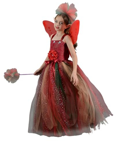 Generisk dräkt för barn, kostym-set för flickor, outfit cosplay prinsessa | festvinge-kostym, halloweenkostym för flickor i åldern 2–10 år