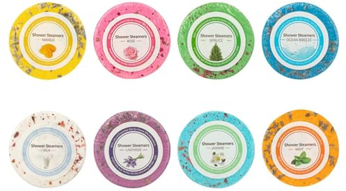Duschbombs - Organic Essential Oil Bath Tablets 8 st 30 g | Aromatherapy | Shower ångbåt, avslappning, självvård, fuktighet, fotblöt | för kvinnor män spa, , resor