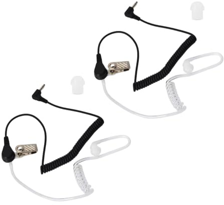 UAYESOK Schallschlauch Ohrhörer 3,5mm Hören Only, 1 Pin In-Ear Funk Kopfhörer Headset Security Hörschlauch mit Ohrstöpsel Transparent inkl. Halteclip für Motorola Kenwood Yaesu Funkgerät (2 Stück)