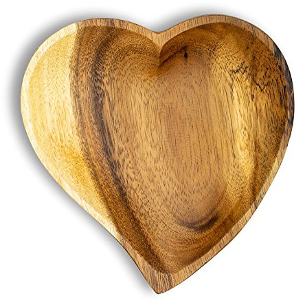 levandeo Cuenco de Madera de Acacia Cuenco frutero, ensaladera de Madera 15 cm decoraci, Almacenamiento, coranzon