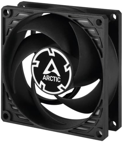 ARCTIC P8 PWM PST CO - Ventilador PC 80mm, Fan 80mm, Ventilador de Caja para CPU con PWM Sharing Technology (PST), Funcionamento contínuo, Computador, 200–3000 RPM - Negro