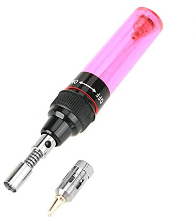 Soldador de gas, fácil de mantener y recargar, bolígrafo de soldadura con soplete de gas butano inalámbrico, bolígrafo de soldadura con pistola de soldador inalámbrico, 1300 ℃(rojo)