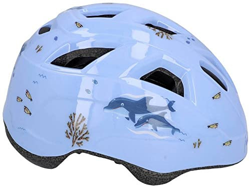 Fischer Kinderhelm, Fahrradhelm, Jugendhelm Delfin, XS/S, 48-54cm, blau, mit integriertem LED-Rücklicht