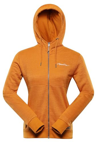 Alpine PRO COOCA Damen Baumwolle Hoodie, Sweatshirt mit reißverschluss, Kapuzenjacke, Kapuzenpullover, Sportjacke, Sweatjacke, Sommerjacke, Frühling Jacke, Ideal für Alltag und Outdoor (Orange,S)