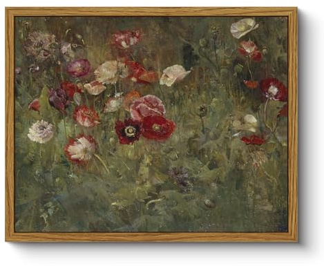 ARPEOTCY Leinwand Bilder mit Rahmen, Vintage Wandbilder, Klassisch Wand Deko Wohnzimmer Schlafzimmer Badezimmer Küche, Bauernhaus Zimmer Deko Aesthetic, Blumen Painting, 20x25cm, klein