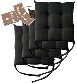 Il Tuo Artigiano Design 4 Stuhlkissen im Set, 40 x 40 cm 6 cm dick, Polsterung aus Schaumstoff und weichem Acryl, Sitzkissen Stuhl 4er Set, Stuhlkissen Outdoor 40x40 (4, Anthrazit)
