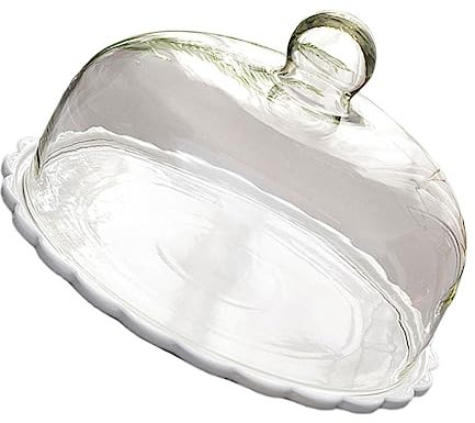 COLLBATH Set of Cake Glass Cover Fresh-Keeping Food Cover Crystal Glass Dome Decorative for Desserts Snacks Breads