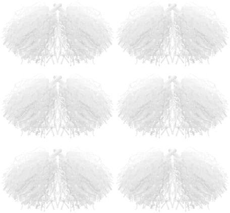 Abaodam 12 Stück Cheerleading Pompons aus Kunststoff Wiederverwendbare Handpompons in Weiß für Tanz Sport und Party Robuste Cheerleader Blumen für Mannschaftsauftritte