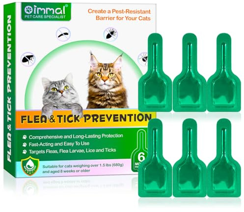 Zecken- und Flohschutz, Zeckenschutz für Katzen - 6Pcs, Hochwirksame Tropfen gegen Milben, Flöhe, Zecken & Läuse - Spot On für Katze