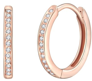 Rafaela Donata Damen Ohrringe 925/- Sterling Silber roségold | rosévergoldet 14 Karat, Klappcreolen, Zirkonia, weiß