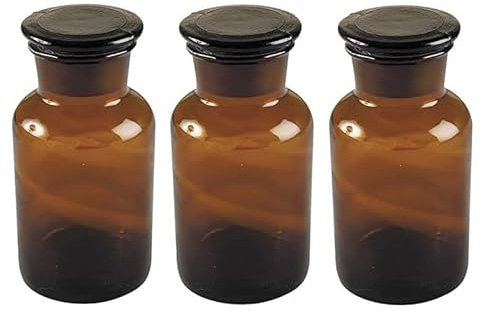 GMMH Laborgläser La spalla - 3 flaconi da farmacia, con collo largo, in vetro, da laboratorio Laborglas rotondo, spalla, 125 ml, colore: verde