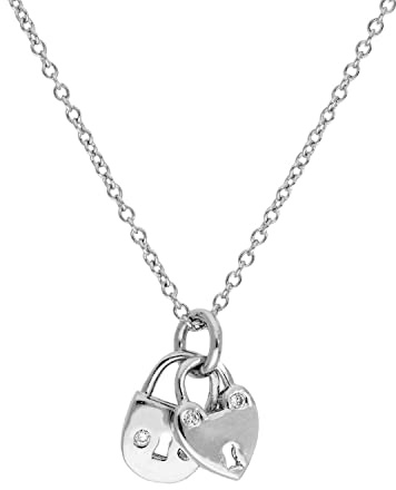 jewellerybox Sterling Silver & Clear CZ Crystal Double Padlock Necklace