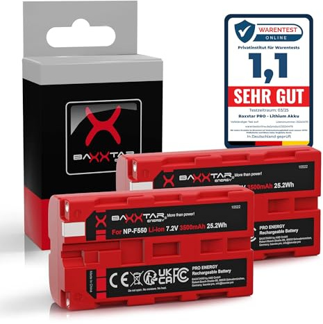 Baxxtar PRO NP-F550 NP-F570 Akku 3500 mAh 2X - LG Cells Inside - CCD-RV100 CCD-RV200 CN-160 CN-216 CN-304 YN-300 VL-600 LED Video - Ninja Phone