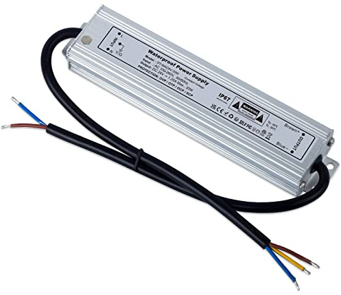 YAYZA! Transformador LED 24V 30W 1.25A Fuente c Alimentacion, IP67 Exterior Impermeable Controlador, Transformador 220V a 24V LED Driver, Bajo Voltajefuente Adaptador para luz Piscina, Focos e Tira