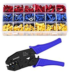 sainlogic Pince à Sertir Set de Cosses, Pince à Sertir Set de Cosses avec 700 pcs, Assortiment de Connecteurs électriques à Sertir 0,5-6 mm² pour Cosses Isolées