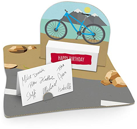 itenga Fahrrad modern Geldgeschenk Gastgeschenk Verpackung Geschenk Gutschein mit Bodenplatte, Geschenkkarte und Stickerbogen