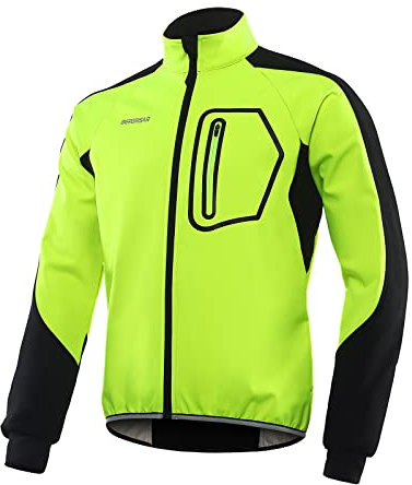 BERGRISAR Men's Waterproof Thermal Cycling Jacket - Windproof Breathable Winter Bike Windbreaker with 4 Pockets BG011 Green Size Large