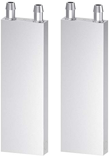 DIYhz Aluminum Water Cooling Block, Liquid Water Cooler Heat Sink System for PC Computer CPU Graphics Radiator Heatsink Endothermic Head Silver 2pcs(40mm x 120mm x 12mm)