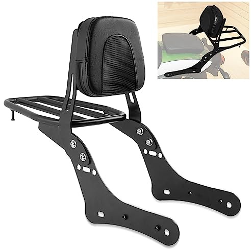 PSLER Coussin de Siège de Dossier Arrière de Moto avec Porte-Bagages pour Vulcan S VN650 EN650 S650 2015-2024, Dossier Passager Sissy Bar avec Support de Chargement Moto Accessoires