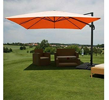 madera Luxus Sonnenschirm Marktschirm 3x4m terrakotta Alu Ampelschirm Ständer, drehbar