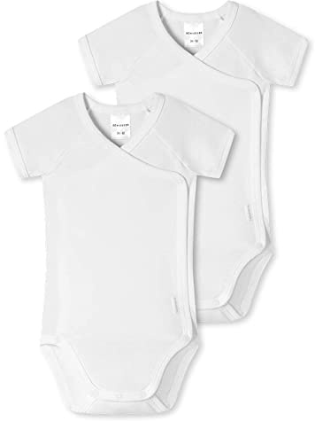 Schiesser Unisex Baby 2 PACK Wickelbody kurzarm und mit Knöpfen - 100% Organic Bio Baumwolle - Größe 44 bis 104