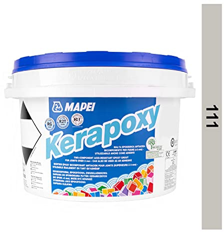 MAPEI Kerapoxy Epoxy Grout 2 kg Zweikomponentiger, säurebeständiger Epoxidharzklebstoff und Fugenmörtel für Wand und Boden (Silbergrau Nr 111 2 kg)