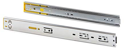 Emuca - Set of Full Extension Ball Bearing Runners/Slide 45x300mm (1,77x11,8 inch), Total Extraction with Push System and Soft Close, Zinc Plated, Pack of 5