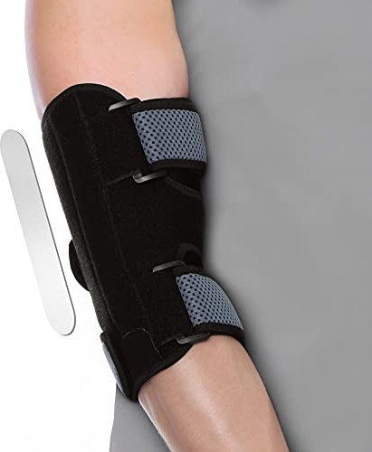 FITTOO Elbow Brace Support for Men & Women, Fully Adjustable Elbow Support with Two Removable & Firm Splints Great for Tennis & Golfers Elbow, Elbow Discomfort, Sports Protect, One Size Fits Most