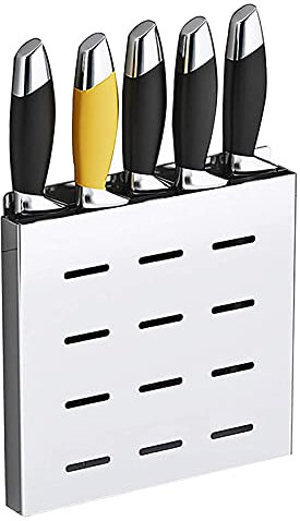 Ceppo portacoltelli a parete senza coltelli - Portacoltelli universale da cucina in acciaio inossidabile 304 con gabbia per utensili - Installazione senza foratura