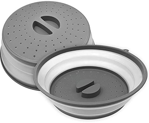 Coperchio Microonde 26 cm, 2 Pezzi Coperchio per Microonde, Cuociriso Microonde, Coperchio per Forno a Microonde e Forno con Uscita Vapore, per Riscaldamento a Microonde e Antispruzzo