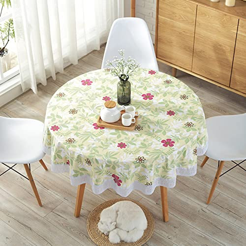 QIAOH Rund Tischdecke Diameter 180cm, Tischdecke Ölbeständigt, Tischtuch Abwaschbar Couchtisch Dekorative Staubdichte Gartentischdecke Küchentischabdeckung