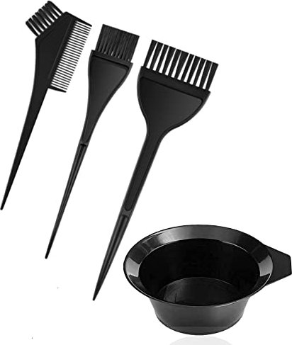 JagKul 4PCS Hair Dye Brush and Mixing Bowl Set, Tint Comb For Hair, Professional Salon Hair Coloring Dyeing Kit, Angled Comb and Brush