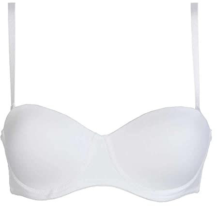 Infiore Reggiseno Fascia Imbottita con Imbottitura Estraibili Spalline Rimovibili, Realizzato in Microfibra Liscia Art 2005 (B, Bianco, 1)
