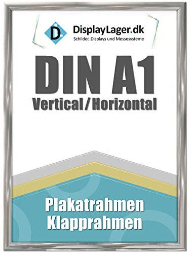 DisplayLager - A1 Stahllook Klapprahmen mit 25mm Aluminium Profil, Entspiegelter Schutzscheibe, Befestigungsmaterial