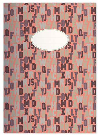 Kartenkaufrausch 2x Designer Typo DIN A4 Grundschul Hefte mit trendigem Buchstaben-Salat in Rosa Kontrastlineatur 1