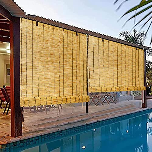 SYTH Bambusrollo Aussenbereich Outdoor Rollo Wetterfest,Bambus Raffrollo,Sichtschutz Rollo für Fenster und Türen,Sonnenschutz Beschattung Wasserfest Balkonrollo,für Balkon Terrasse
